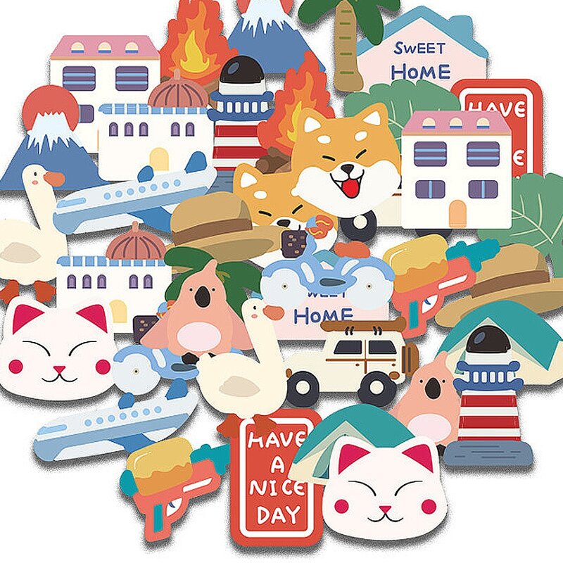 

40pcs Cartoon Graphic Sticker, Multicolor