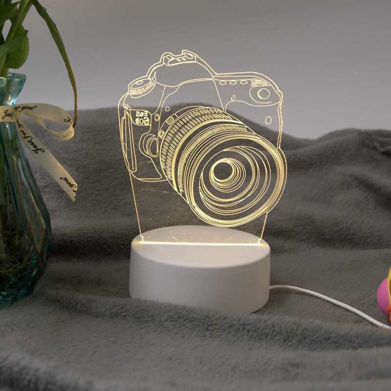 

1pc 3D Camera Night Light, Yellow