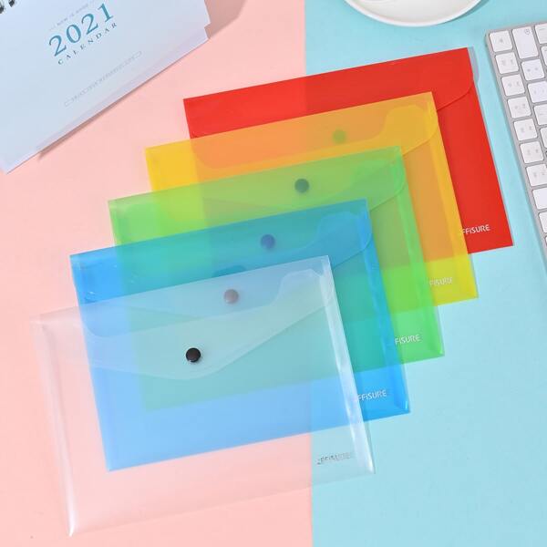 

5pcs Plain File Pocket Set, Multicolor