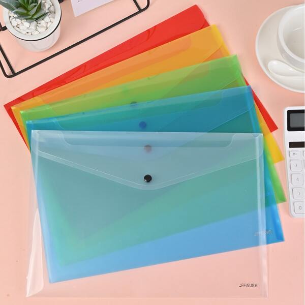 

5pcs Plain File Pocket Set, Multicolor