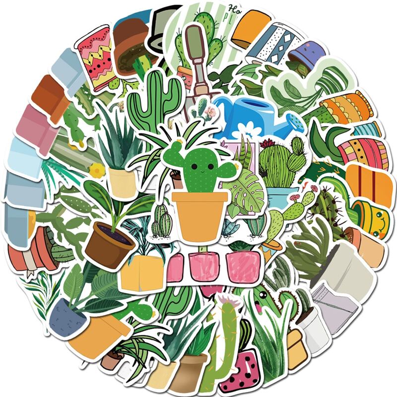

45pcs Cartoon Cactus Sticker, Multicolor
