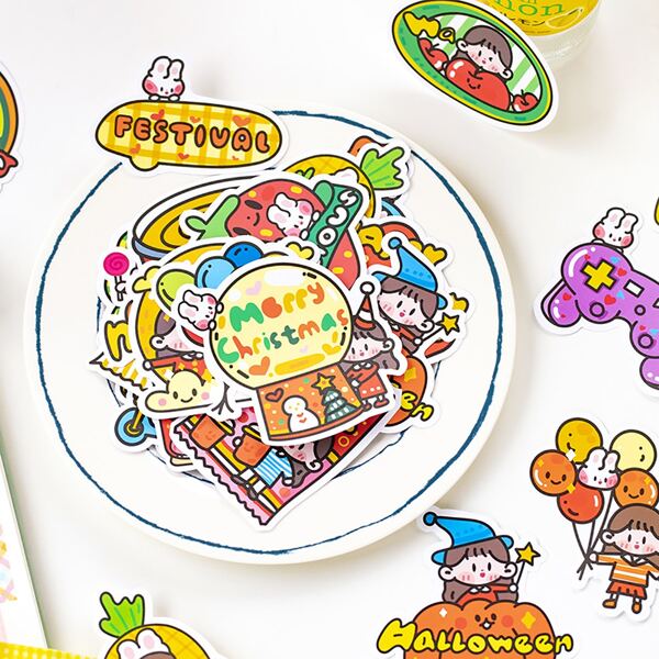 

20pcs Christmas Cartoon Random Sticker, Multicolor