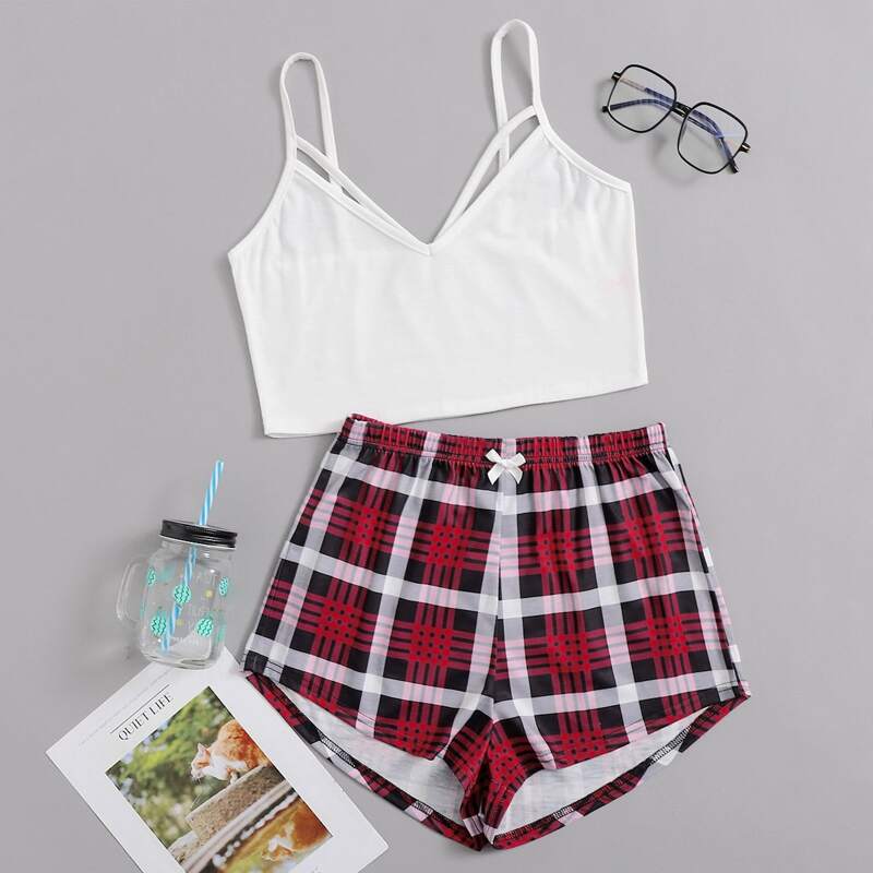 

Plaid Shorts PJ Set, Multicolor