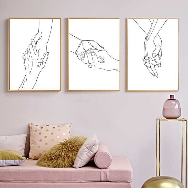 

3pcs Hand Print Wall Painting Without Frame, White