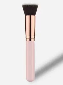 1 pieza Pincel de maquillaje Kabuki plano superior premium para base, mezcla, crema, polvo, rubor, esponjado y punteado, herramientas de maquillaje facial - Rosa - Ver 1