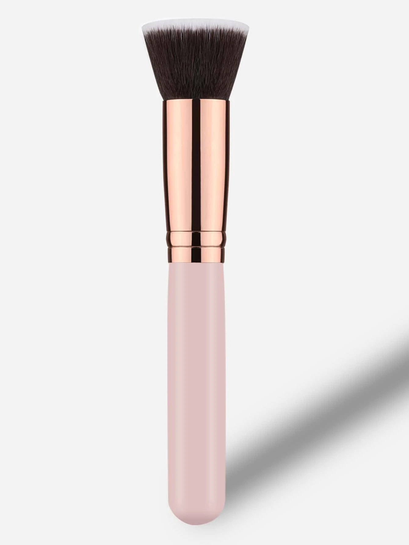 1 pieza Pincel de maquillaje Kabuki plano superior premium para base, mezcla, crema, polvo, rubor, esponjado y punteado, herramientas de maquillaje facial - Rosa - Ver 1