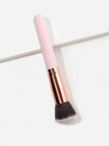 1 pieza Pincel de maquillaje Kabuki plano superior premium para base, mezcla, crema, polvo, rubor, esponjado y punteado, herramientas de maquillaje facial - Rosa - Ver 2