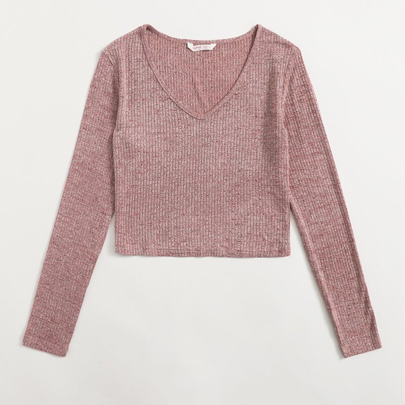 

Solid Ribbed Crop Tee, Dusty pink