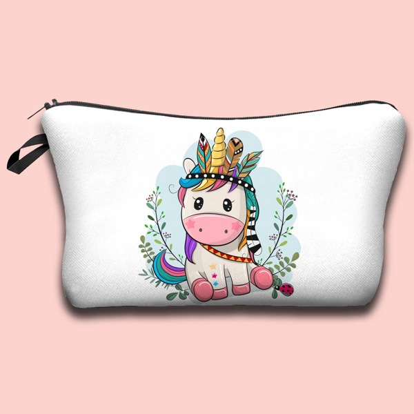 

Cartoon Unicorn Makeup Bag, White