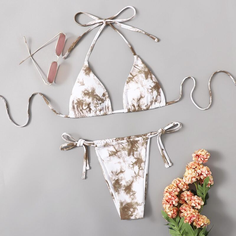 

Tie Dye Triangle Thong Bikini Swimsuit, Multicolor