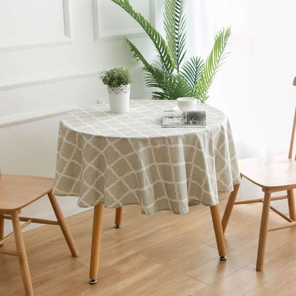 

Diamond Pattern Round Tablecloth, Multicolor