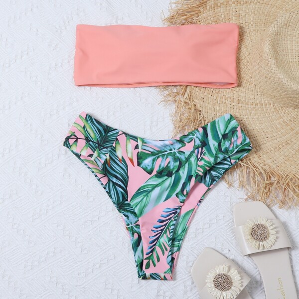 

Tropical Bandeau Bikini Swimsuit, Multicolor