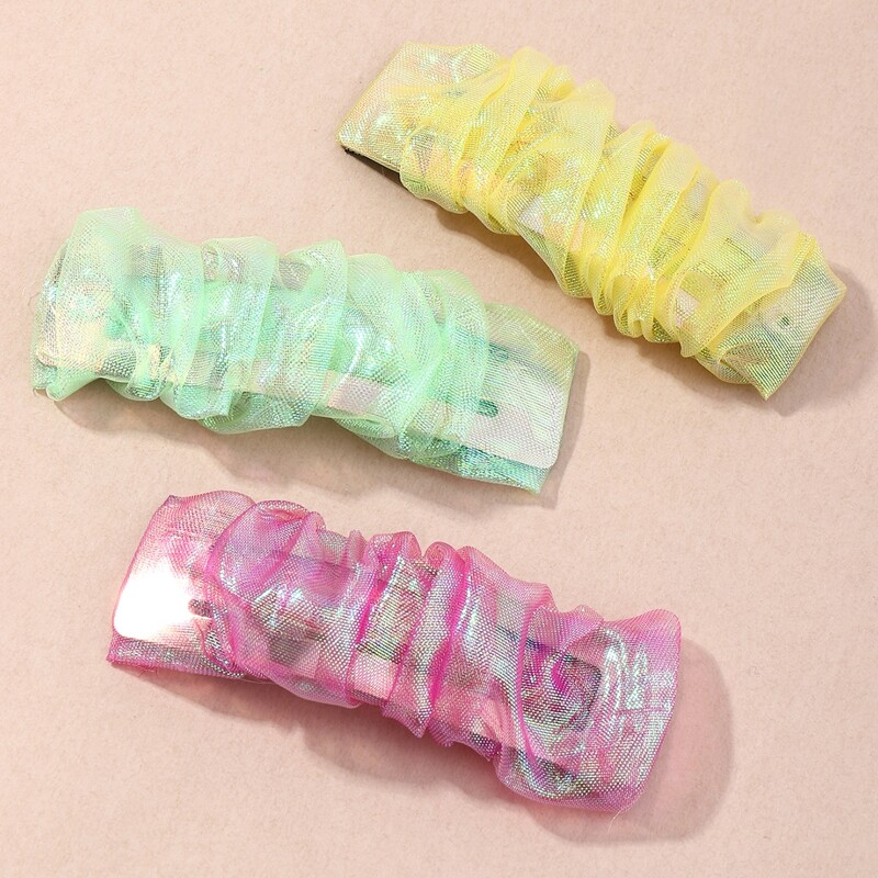 

3pcs Holographic Mesh Hair Clip, Multicolor