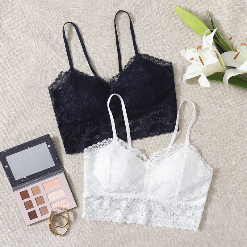 

2pack Lace Bralette Set, Black and white