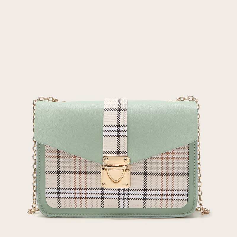 

Plaid Chain Bag, Green
