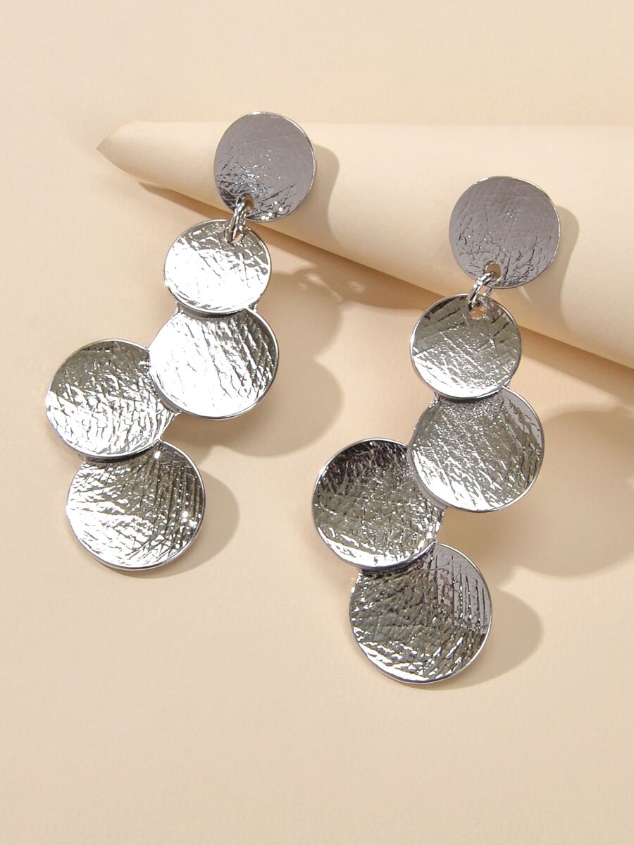 Bông tai thả tròn - Bạc - Xem 1