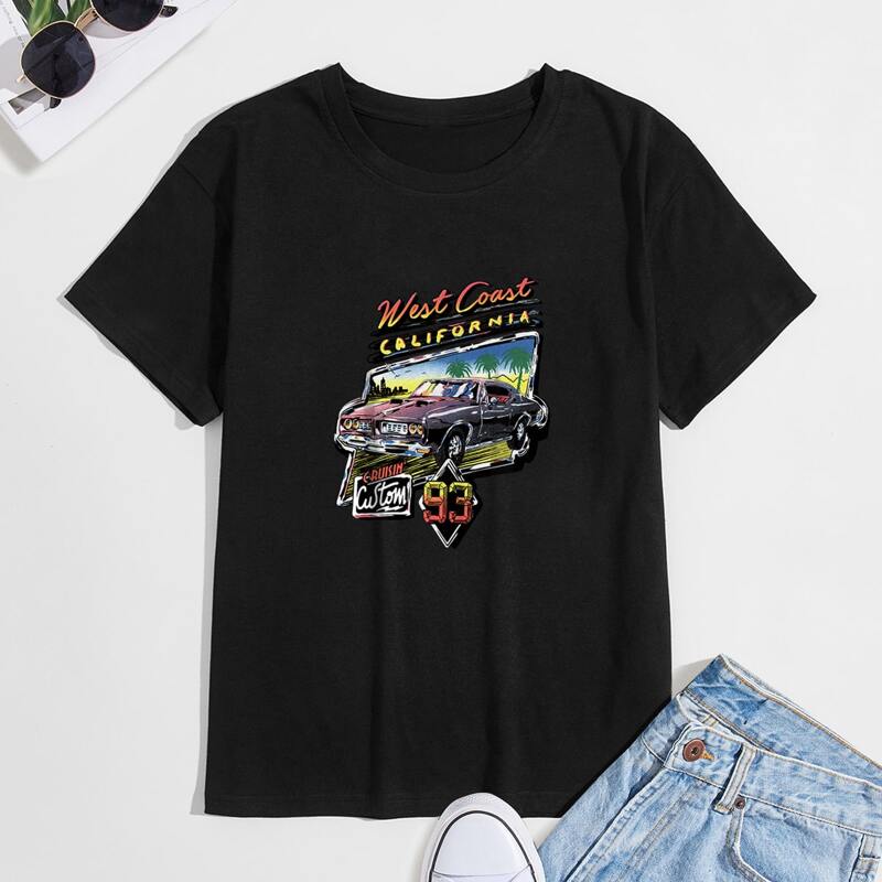 

Guys Car & Letter Graphic Tee, Black