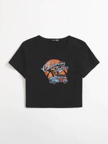 Muchica Letter Graphic Top - Black - View 4