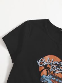 Muchica Letter Graphic Top - Black - View 5