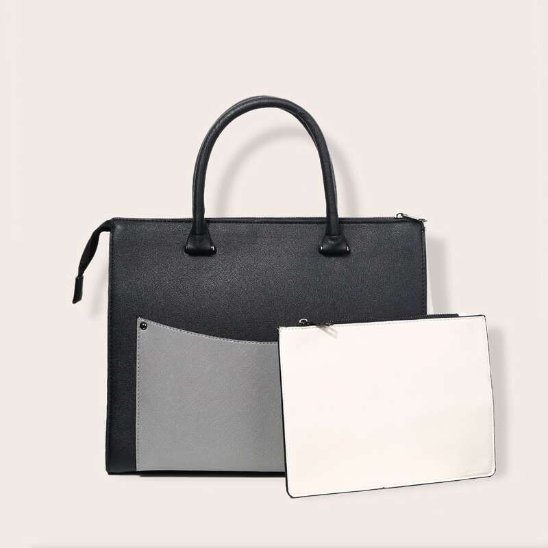 

Colorblock Tote Bag With Clutch, Multicolor