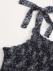 Áo hai dây Plus Size Thắt nút Tất cả trên in Boho - màu đen - Xem 5