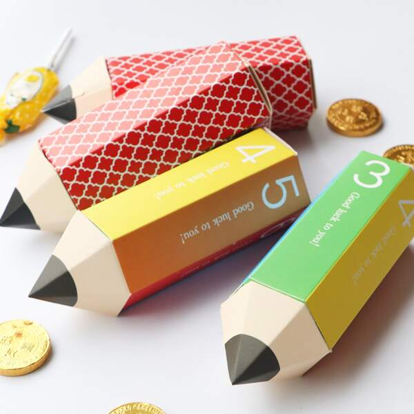 

10pcs Pencil Shaped Random Packing Box, Multicolor
