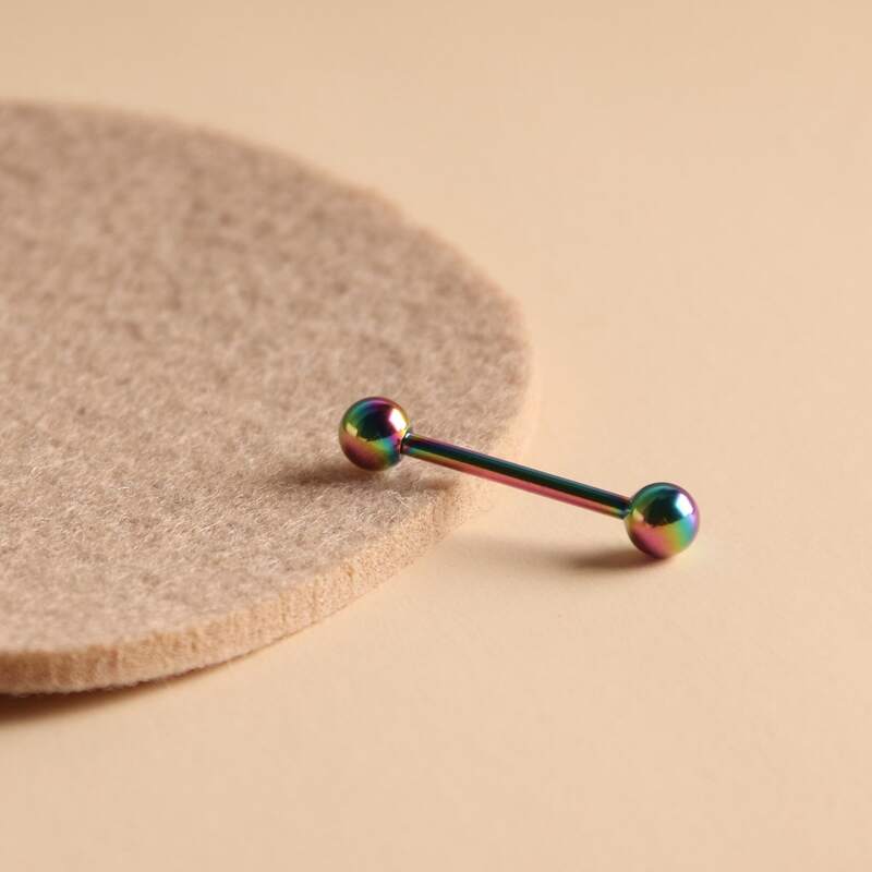 

1pc Holographic Ball Tongue Piercing, Multicolor
