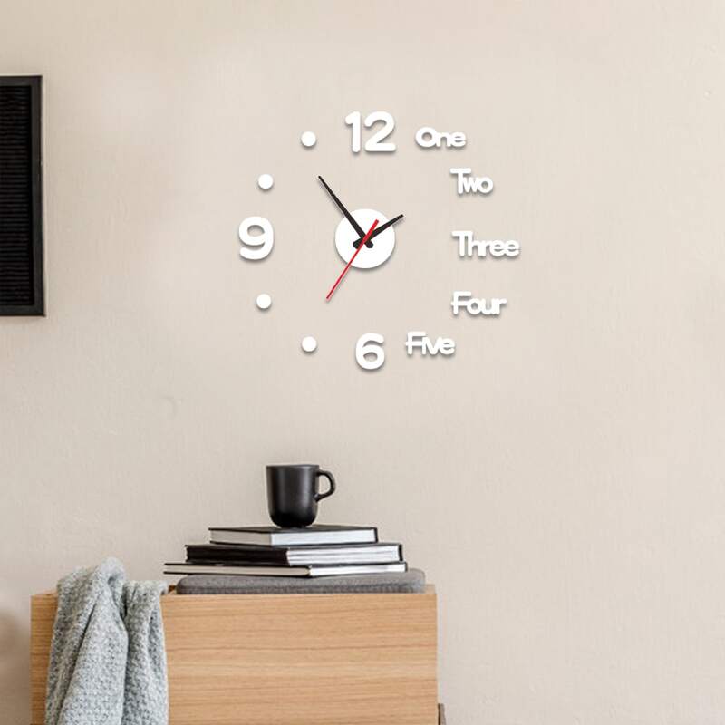 

1set Letter Mirror Surface Wall Clock, Silver
