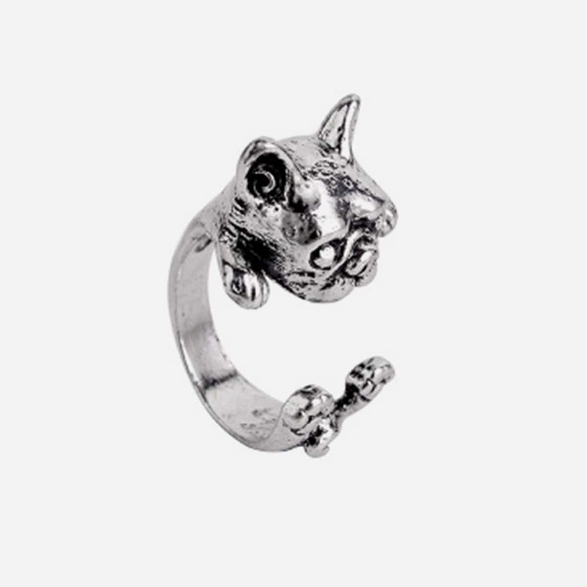 

Guys Dog Cuff Ring, Silver