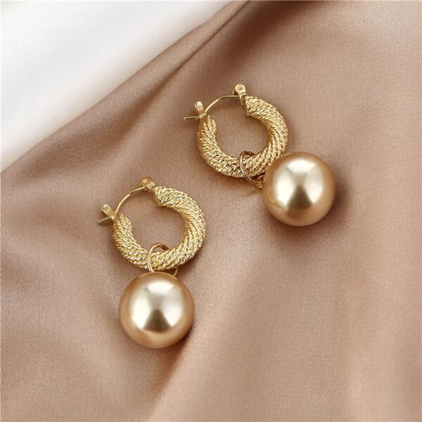 

Faux Pearl Decor Drop Earrings, Gold