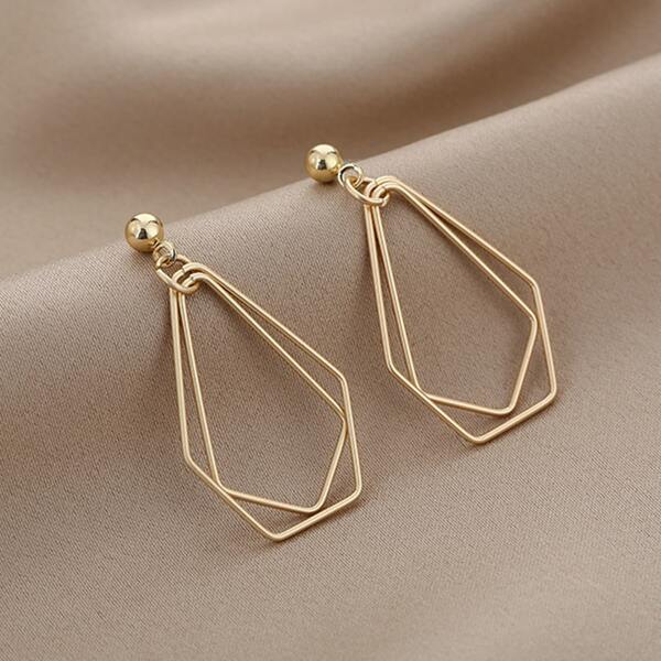 

Geometric Drop Earrings, Gold