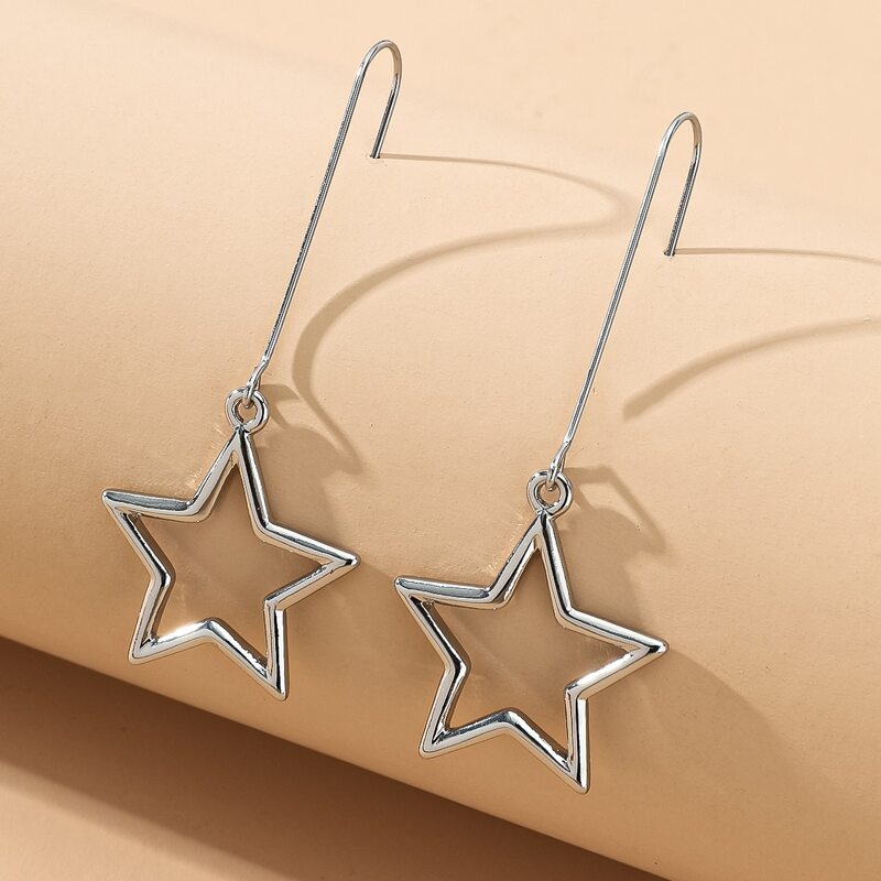 

Star Drop Earrings, Silver