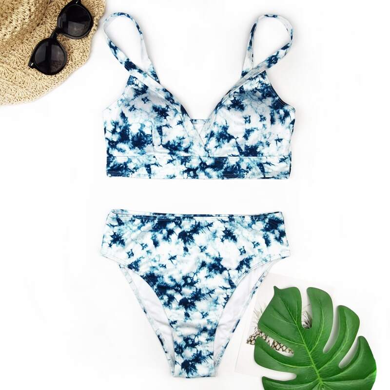 

Tie Dye High Waist Bikini Swimsuit, Multicolor