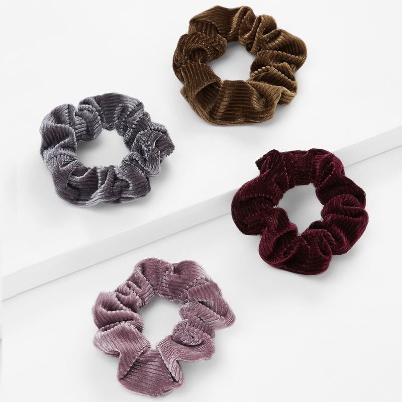 

4pcs Velvet Hair Scrunchie, Multicolor