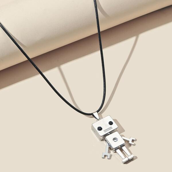 

Men Robot Pendant Necklace, Silver