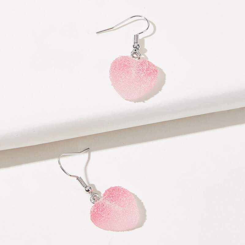 

Heart Drop Earrings, Pink