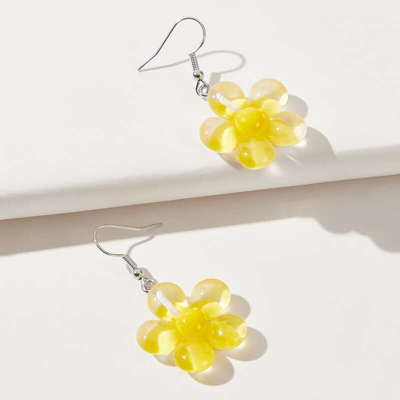 

Flower Drop Earrings, Yellow