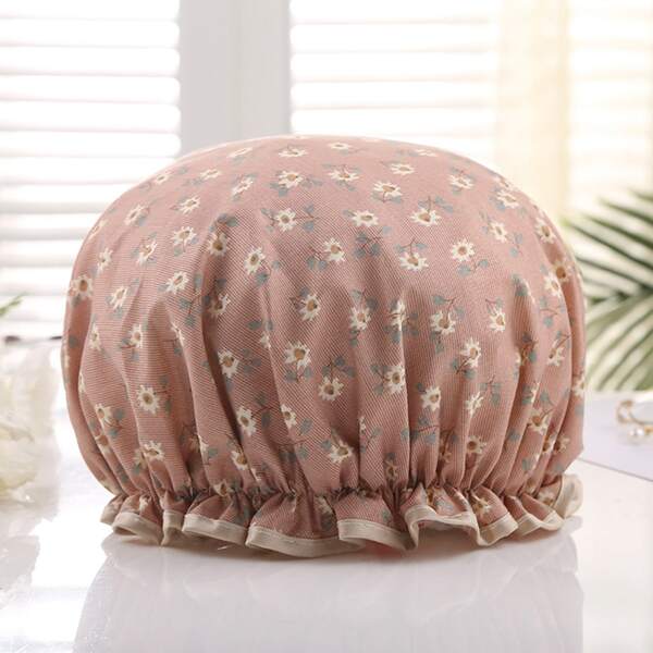 

Flower Print Shower Cap, Pink