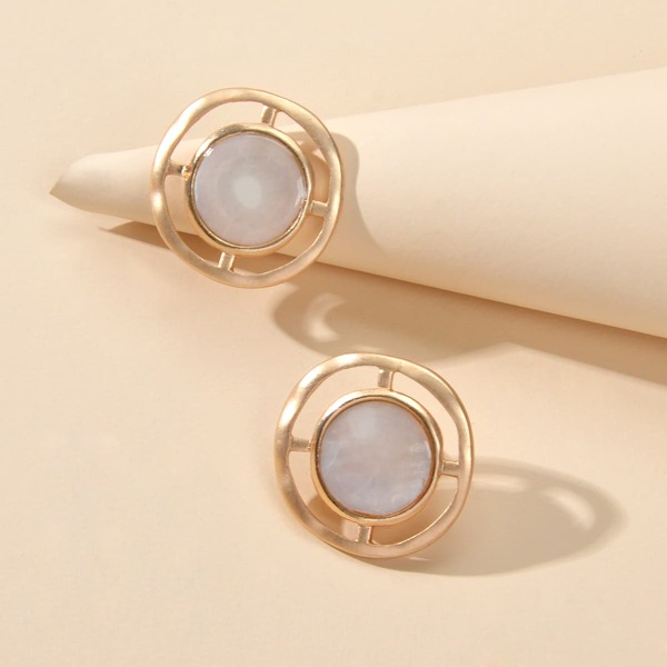

Hollow Out Round Stud Earrings, Gold