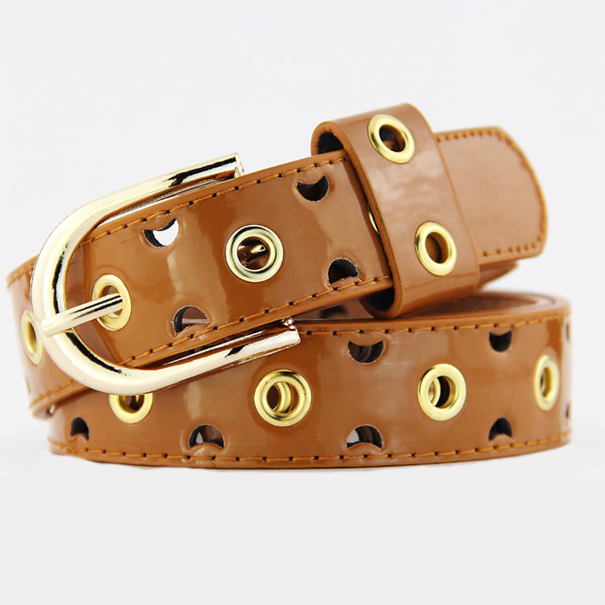 

Grommet Buckle Belt, Brown