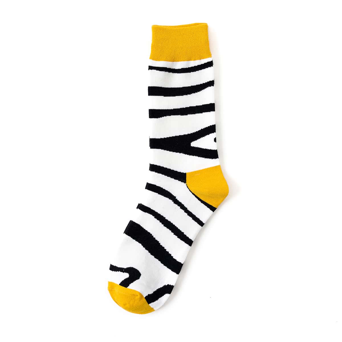 

1pair Zebra Striped Crew Socks, Multicolor
