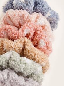 6入組波卡圓點圖案絨毛髮圈 - 彩色 - 查看 3