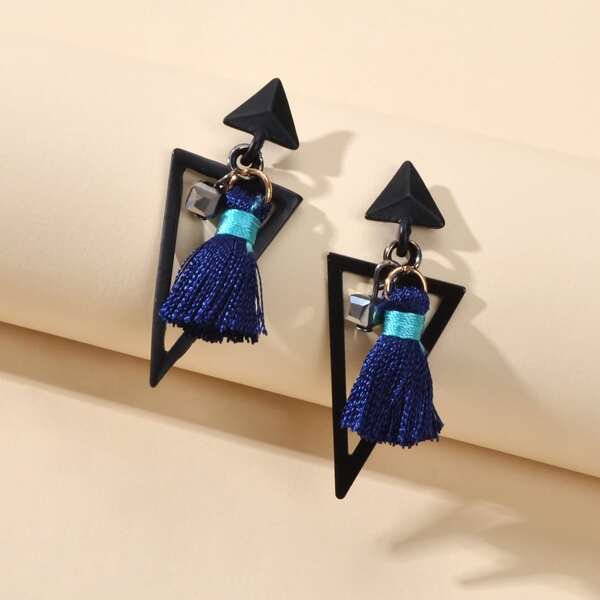 

Tassel & Geometric Charm Drop Earrings, Multicolor