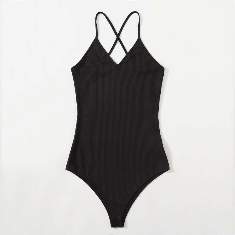 

Ribbed Cami Bodysuit, Black