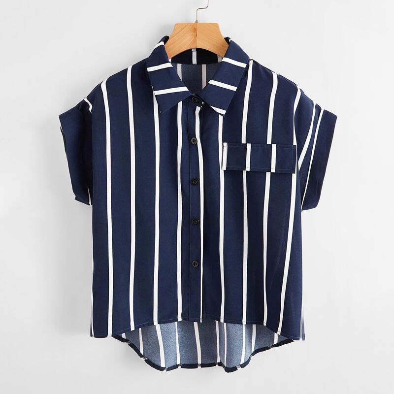 

Pocket Front Striped Shirt, Multicolor