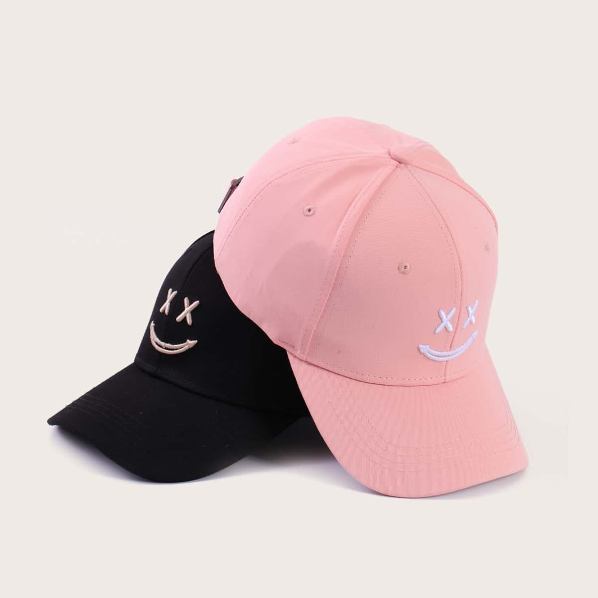 

2pcs Expression Embroidery Baseball Cap, Multicolor