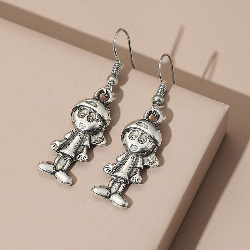 

Metal Boy Drop Earrings, Silver