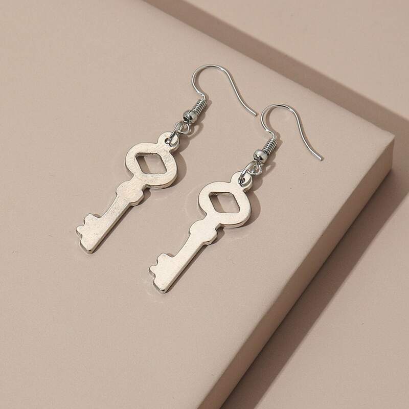 

Key Drop Earrings, Silver
