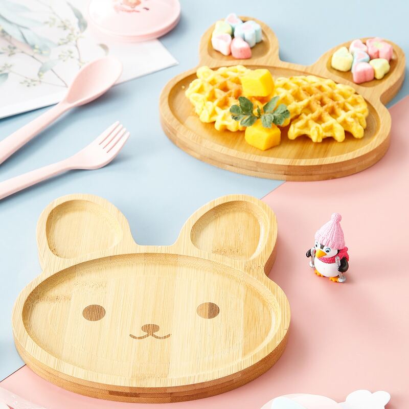 

1pc Random Cartoon Rabbit Plate, Khaki