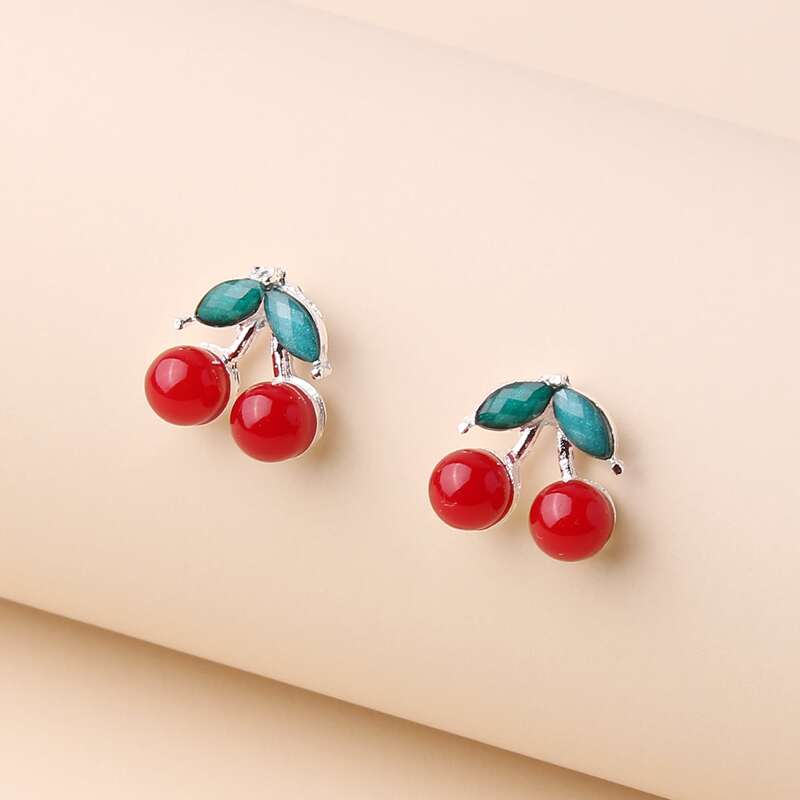 

Gemstone Cherry Drop Earrings, Red